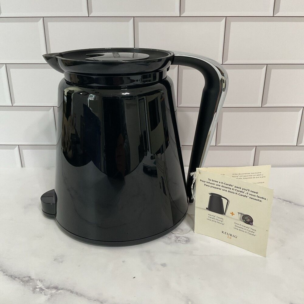 Keurig 2.0 Replacement Thermal Carafe Pitcher 32oz Black w/ Chrome Silver Handle
